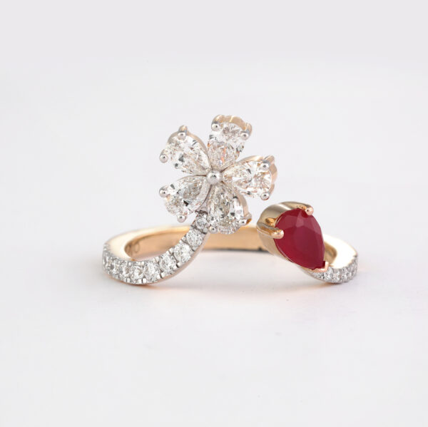 High Quality Solid Yellow Gold Ring 14K Lab Grown Diamond Ruby Ring