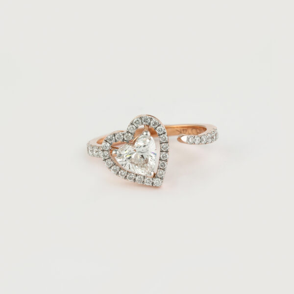 Heart Ring 14k Solid Gold LAB Diamond Ring