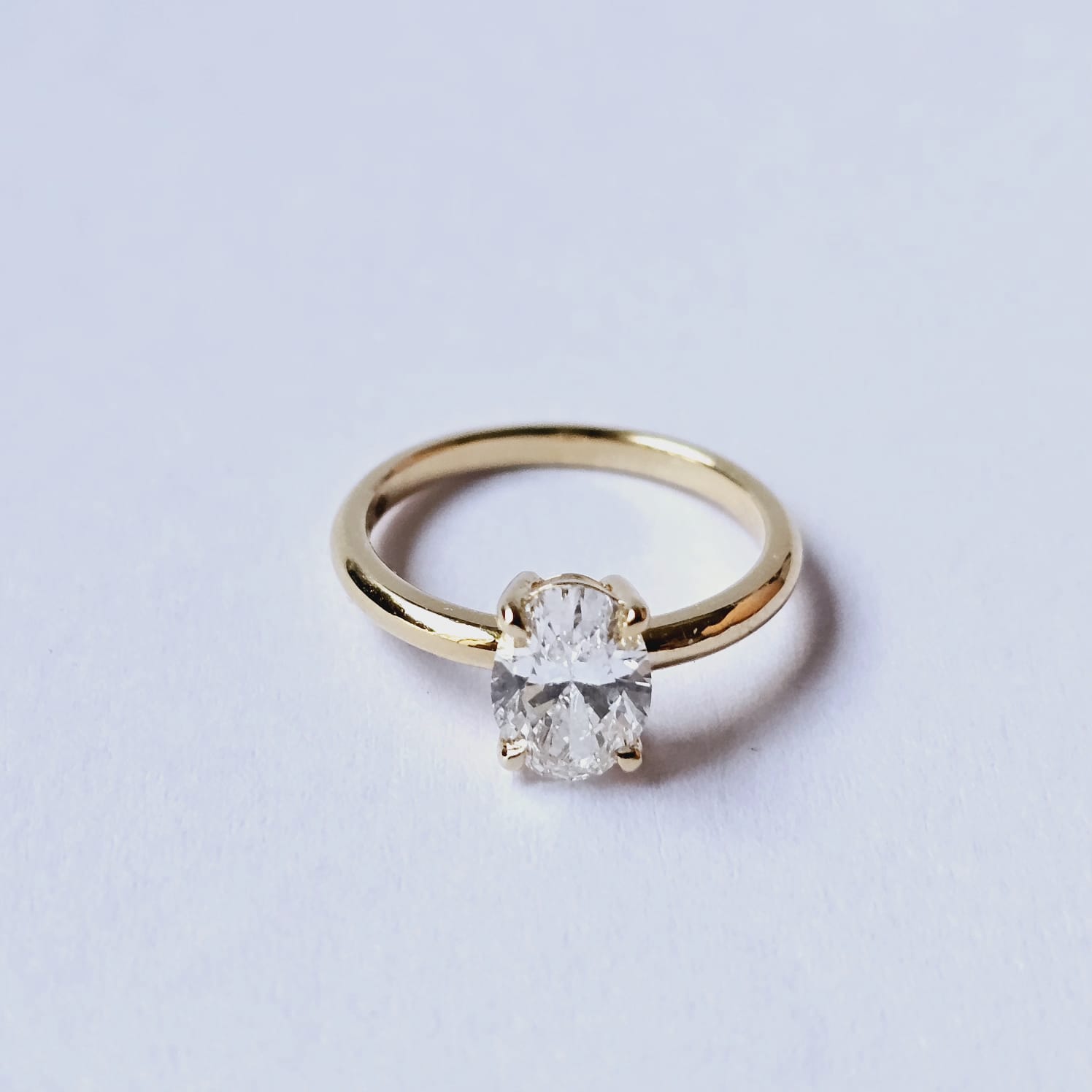 14k gold oval lab grown diamond ring